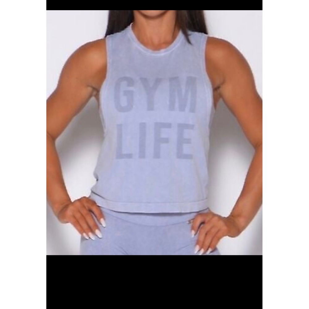 Spiritual Gangster Gym Life Muscle Tank Top Blue Mineral Wash M/L